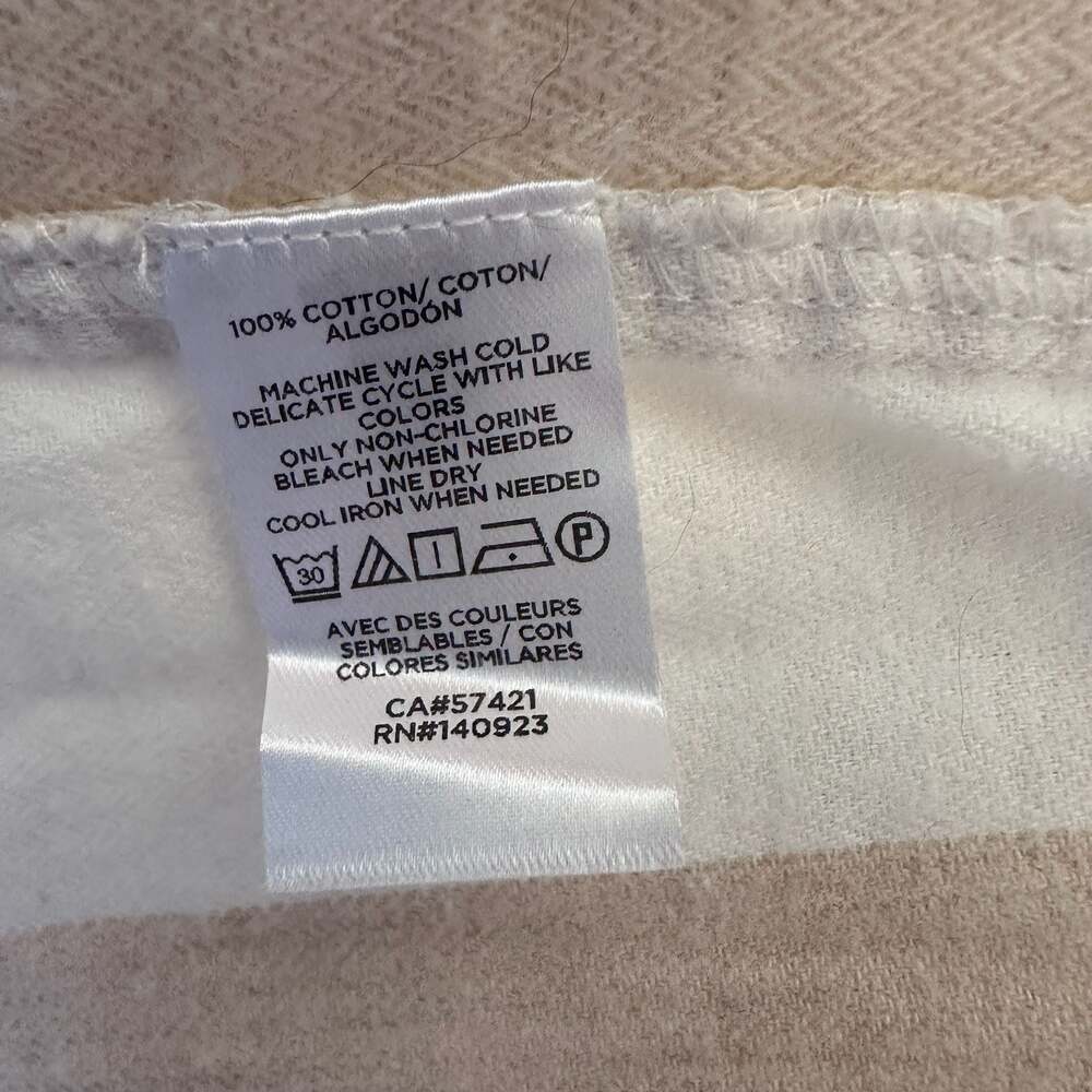 LOFT Tan and White Plaid Flannel Button Down Shirt Size M - Picture 5 of 8